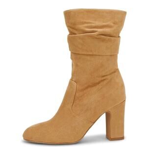 Women's High Heel Faux Suede Boots Block Heel  Brown - Coutgo Size 11 New